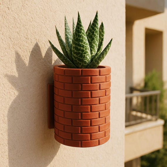 Wall Mounted Planter, Brick Castle Style, Decorative Pot, Decoration for Home & Living Room, Cool Surprise, 3D STL File Digital Download