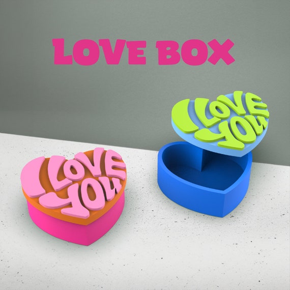 I Love You Box, 3D Valentine’s Gift, Gift - Jewelry - Accessory Box, Organiser Home Decor, Ready to Print, 3D STL File Digital Download