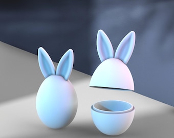 3D Easter Bunny Box & Decor, Easter Egg Gifts, Rabbit Ears, Bunny Basket, 2 files close - open, Ready to Print, 3D STL File Digital Download