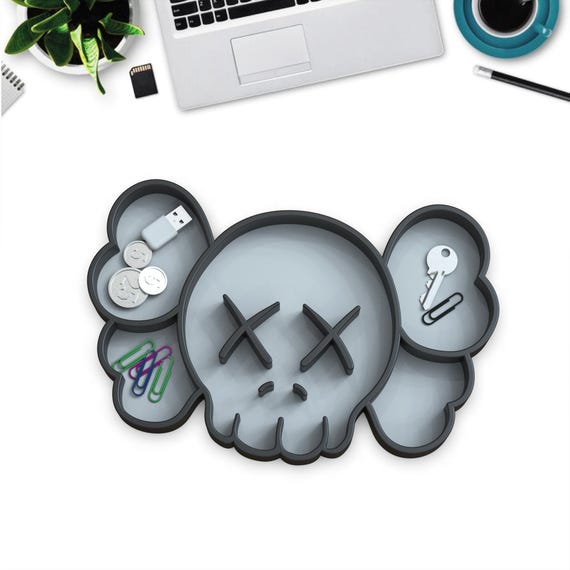 3D K@WS Tray, Multipurpose Tray, Catch Tray, Functional Design, Catchall Organizer, Pop Art Skull Section Tray, 3D STL File Digital Download