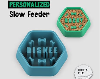 Custom Bone Slow Feeder, 3D Dog or Cat Bowl, Safe Food, Slow Digestion, Surprise for Animal, Ready to Print | 3D STL File Digital Download
