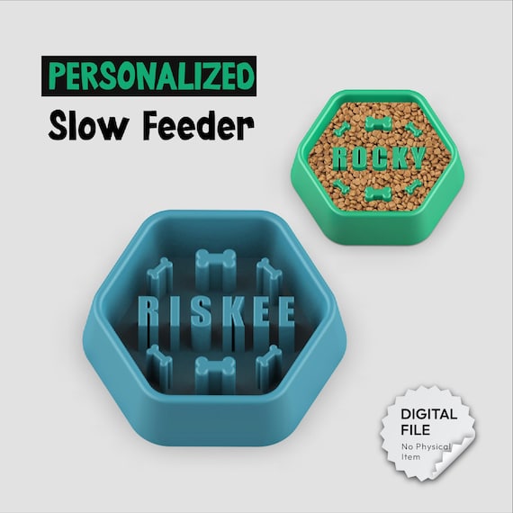 Custom Bone Slow Feeder, 3D Dog or Cat Bowl, Safe Food, Slow Digestion, Surprise for Animal, Ready to Print, 3D STL File Digital Download