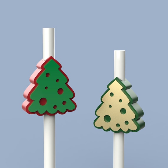 Christmas Straw Topper, Christmas Tree, 10mm, Holiday Straw, Christmas Decors, Gift for Christmas, Ready to Print, 3D STL Digital Download