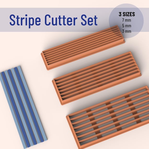 3D Stripe Cutter Set, 3-5-7 mm, Cake - Clay - Pottery - Cookie - Fondant - Ceramic - Handheld Tool, Ready to Print, 3D STL Digital Download