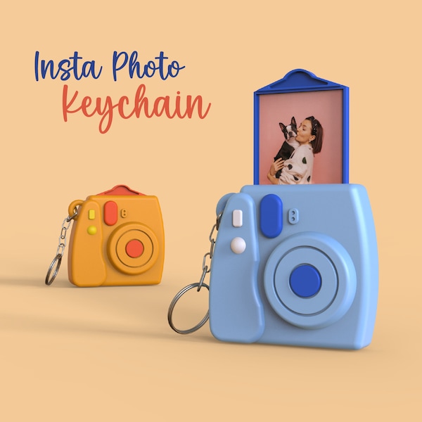 Insta Photo Camera Keychain, 3D Custom Keyring, Best Gift Idea, for Cam Lover, Bag - Name Tag, Ready to Print, 3D STL File Digital Download