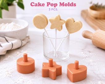 3D Cake Pop Molds Set, 3 pcs. Star - Heart - Round Shape, DIY Baking Molds, Cookie Decorating, Ready to Print | 3D STL File Digital Download