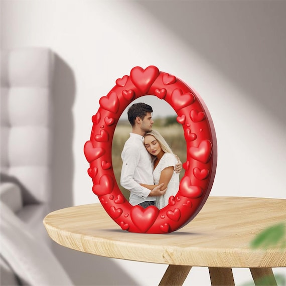 Heart Photo Frame, Valentine’s Day Gift, Love Couple Photo Frame, Anniversary Photo Frame, Ready to Print, 3D STL File Digital Download