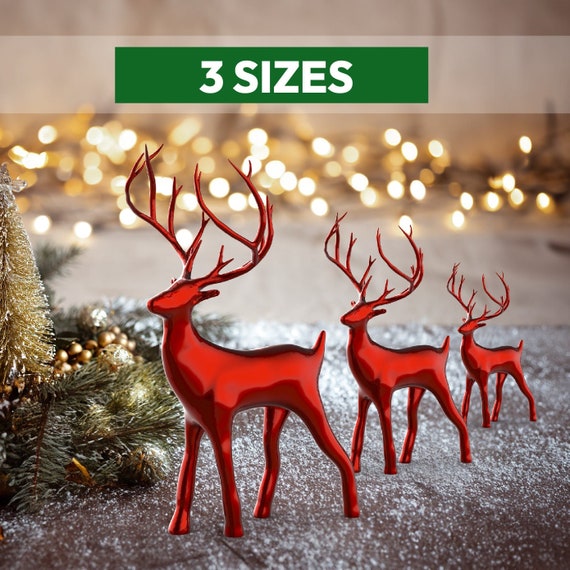 3 pcs. Miniature Deer Family, Christmas Decor Reindeer Set, Nature Lover Gift, Christmas Tabletop Figurines, 3D STL File Digital Download