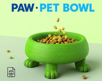 3D Print Pet Bowl, Paw Foot STL File in Two Sizes for 3D Printing