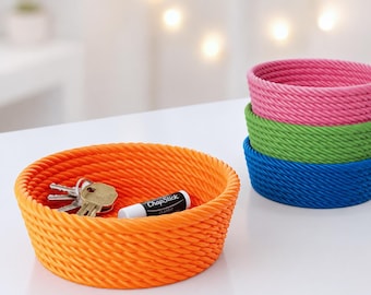 Wicker Basket, 3D Rope Bowl, Mesh Decor and for Jewelry; Keys; Accessory; Small Items; etc. Ready to Print, 3D STL File Digital Download