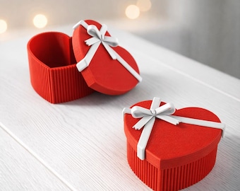 Heart Gift Box with Bow | Valentine Ribbon Lid Style | Jewelry & Small Gift Storage | 3D STL File - Digital Download