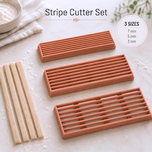 Set di taglierine a strisce 3D, 3-5-7 mm, per torte, argilla, ceramica, biscotti, fondente, ceramica, strumento portatile, pronto per la stampa, download digitale STL 3D