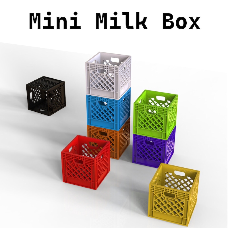 Miniature Milk Crate, 3D Print STL File, Stackable Mini Milk Crate, 3D Print for Office, Office