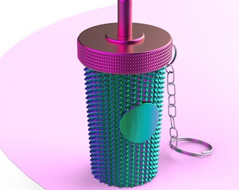 Studded Tumbler Keychain - Pill Box, Removable Screw Top, for Tumbler Lovers, Gift for Friends, Ready to Print, 3D STL File Digital Download
