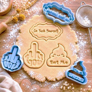 Funny Rude Cookie Cutter Set; “Poop Eat Me - Middle Finger - Go F*ck Yourself”, for Adults Funny / Humour / Insults 3D STL Digital Download