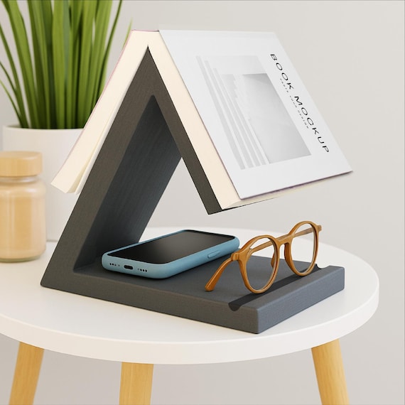 Triangle Book Holder, Tablet; Kindle; Cup Holder, Table or Nightstand Book Stand, Book Lovers Gifts, 3D STL Digital Download for Printers