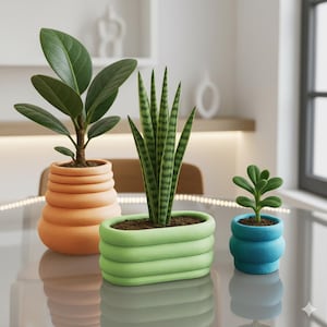 Ensemble de vases minimalistes nordiques, vase géométrique, fichiers d'impression 3D de vase, déco moderne artisanale, cadeau spécial, fichier 3D STL en téléchargement numérique