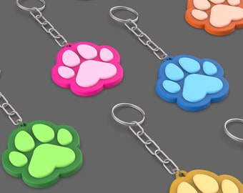 Cute Paw Keychain/Keyring, Surprise for Animal Lovers, Unique Pet Lover&#39;s Accessory, Ready to Print, 3D STL File Digital Download