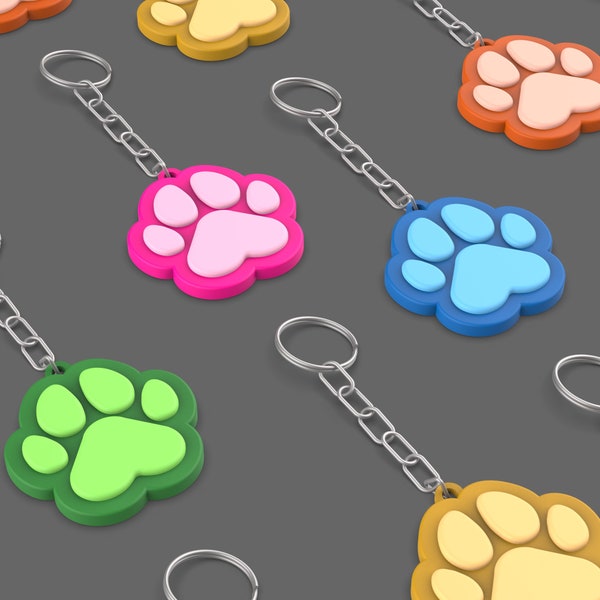 Cute Paw Keychain/Keyring, Surprise for Animal Lovers, Unique Pet Lover's Accessory, Ready to Print, 3D STL File Digital Download