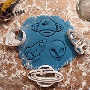 Space Theme Cookie Cutter Set; “Alien - Rocket - Ringed Planet”, Gift for Space Lovers, Cookie Tool, 3D STL File Digital Download
