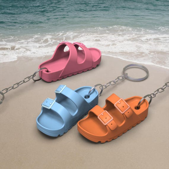 Mini Birkenstock Keychain 2pcs. Sandal Style Keychain, Summer Collections, Accessory for Keys or Bags, Beach Vibes, 3D STL Digital Download