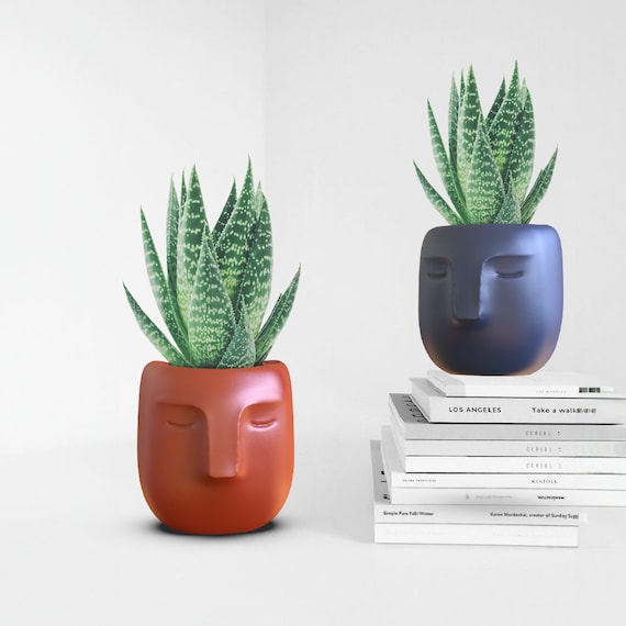 Face Planter, 3D Head Plant Pot, Minimalist Cute Flower Pot, Bohemian Vase, 3D Vase Print Files, Special Gift, 3D STL File Digital Download