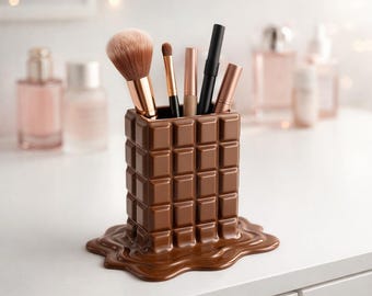 Chokladmakeup - Pennhållare | Chokladälskarepresent | Kosmetikborstehållare för sminkbord - Skrivbordsdekor | 3D STL-fil - Digital nedladdning