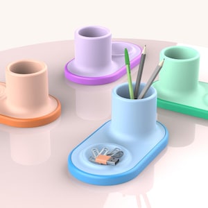 3D Desk Organizer, Modern Pen Holder, Minimalist Brush & Pen Stand, for Office - Home - School, Ready to Print, 3D STL File Digital Download