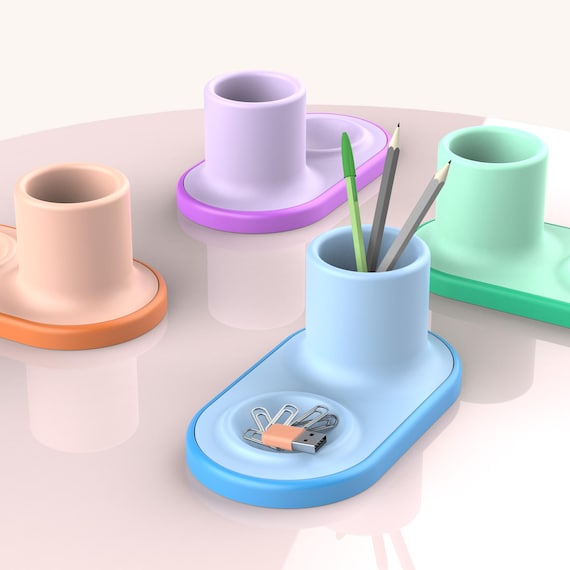 3D Desk Organizer, Modern Pen Holder, Minimalist Brush & Pen Stand, for Office - Home - School, Ready to Print, 3D STL File Digital Download