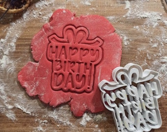 Happy Birthday cookie & Clay Cutter, stijl ontwerp geschenkdoos, koekjesstempel koekjes, fondant taart decoreren, 3D STL-bestand digitale download
