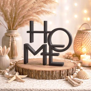 Modern HOME Word Sign | 3D Typography Sculpture | Minimalist Home Decor | STL File - Digital Download image 1