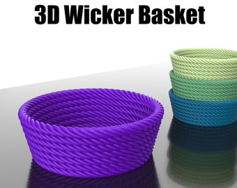 Wicker Basket, 3D Rope Bowl, Mesh Decor and for Jewelry; Keys; Accessory; Small Items; etc. Ready to Print, 3D STL File Digital Download