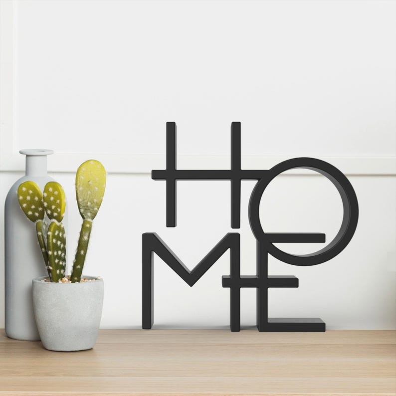Modern HOME Word Sign | 3D Typography Sculpture | Minimalist Home Decor | STL File - Digital Download image 6