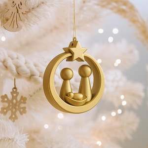 Addobbo natalizio della Natività / Decorazione dell'albero della Sacra Famiglia / Decorazioni religiose per le feste / Ispirato alla fede / File STL 3D - Download digitale