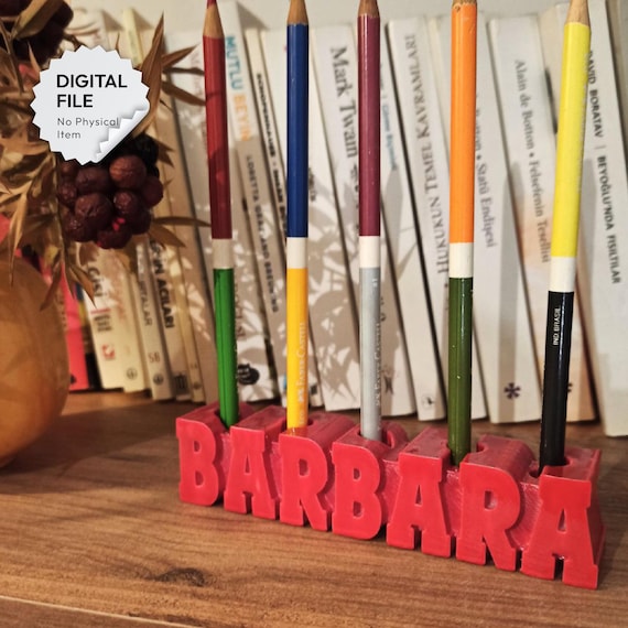 Personalized Name Pen Holder, Desk Pen Holder, Personalized Special Gift, Gift for Teacher or Student, Desk Decor 3D STL Digital Download