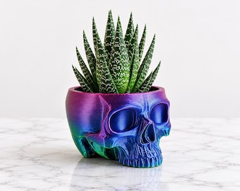 Skull Planter, 3D Human Skull Flower Pot, Spooky Decor Planter, 3D Printed Skull, Face Planter, 3D Home Decor, 3D STL File Digital Download