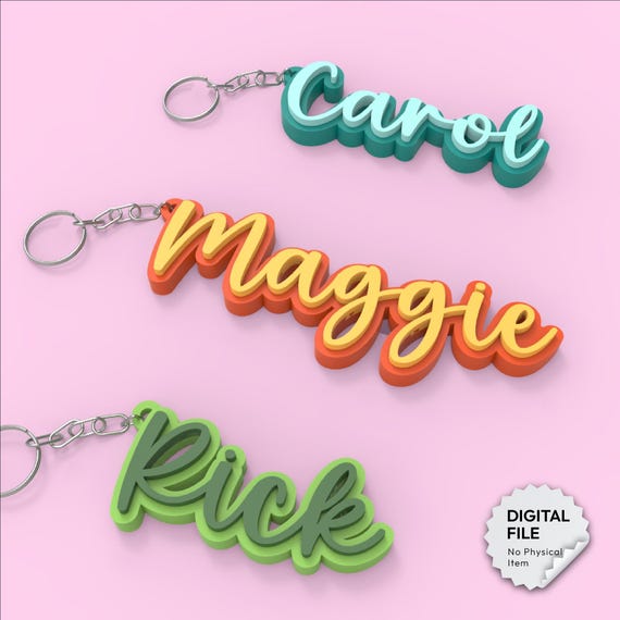 Personalized Border Keychain, Special Handwritten Design, School -Kids Bag Tag, Name Tag, Custom Name Keychain, 3D STL File Digital Download