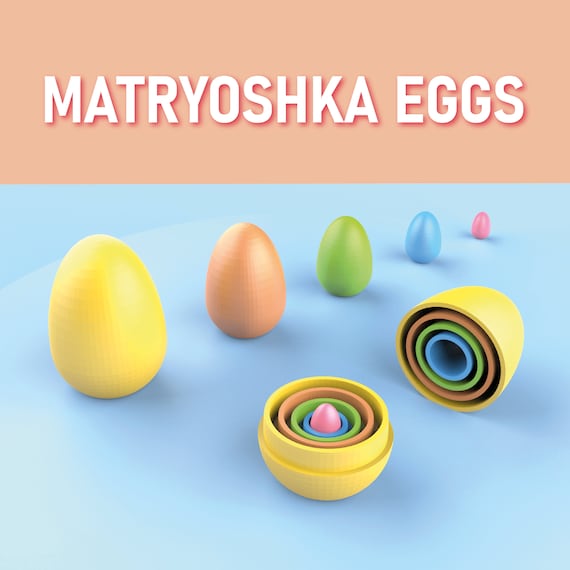 Easter Matryoshka Eggs, 5 Eggs - 10 pcs. Set, Easter Egg Gift, Matryoshka Nesting, Blank Matryoshka Easter Egg, 3D STL File Digital Download