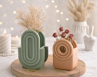 Nordic Arc & Circle Vase Set, Geometric Vases, Vase Print Files, Modern Deco Crafty, Special Gift, 3D STL File Digital Download
