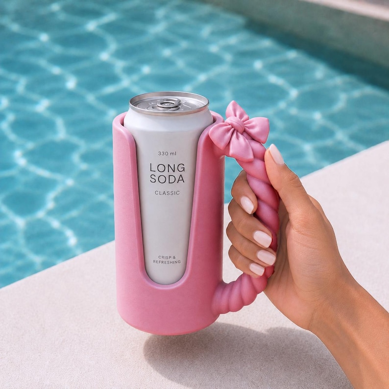 Bow Can Holder | Ribbon Drink Cooler with Twisted Handle - 12oz Can | 3D STL File - Digital Download image 1