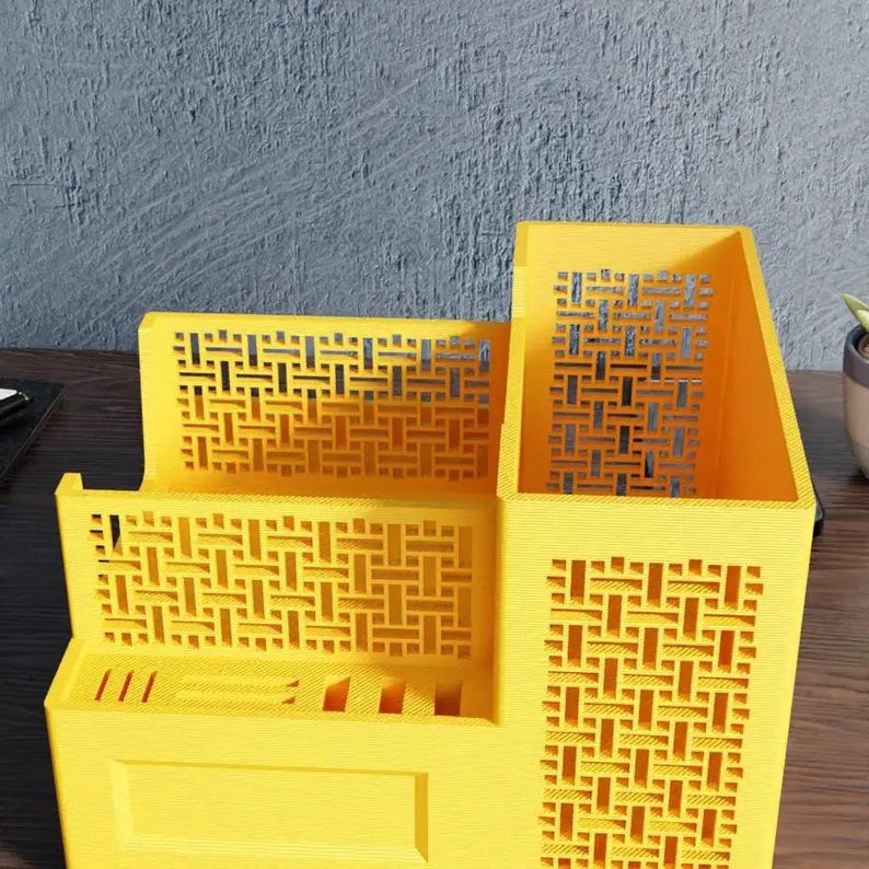 Multi-Functional Organizer, Desktop Pen Holder, SD Card, USB, Sticky Note Drawer Storage, Minimalist Desk Box, 3D STL File Digital Download image 5