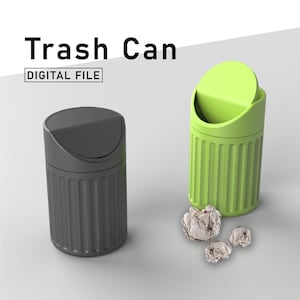 3D Trash Can – Ready to Print! Perfect for mini scenes, desk decor, or organizing. Instant 3D STL File Digital Download for quick printing!