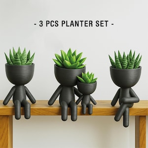 3D Robert Planter Set, Plant Buddy Planter, Human Succulent Plant Pot, Fun Sitting Planters, Cute Plant Holder, 3D STL File Digital Download