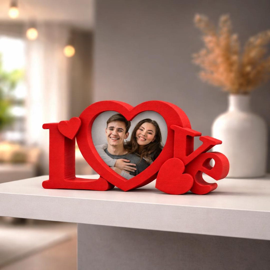 LOVE Photo Frame | Heart Center Couple Picture Display | Valentine’s ...