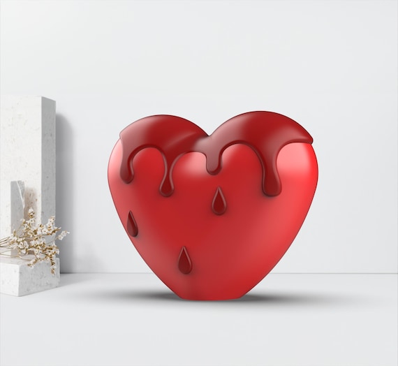 3D Melted Heart Decor, Dripping Love - Heartbreak, Surprise and Gift for Couple, LoveArt, Gothic, Emotional Decor, 3D STL Digital Download