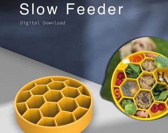 Honeycomb Slow Feeder Bowl, Dog or Cat Bowl - Dish, Safe Food, Healthy Feeding, Ergonomic Bowl | 3D STL File Digital Download