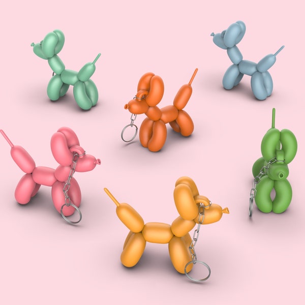3D Balloon Dog Keychain, Dog Lover Gift for, Balloon Animal, Animal Party Favor, Dog Keychain, Ready to Print, 3D STL File Digital Download