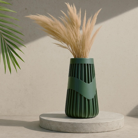 Modern Decoration Striped Vase, Geometric Vase, 3D Vase Print File, Modern Deco Crafty, Special Gift, for Home, 3D STL File Digital Download