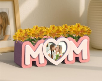 MOM Heart Photo Frame Planter, 3D STL Digital Download