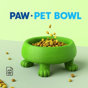 Pet Paw Bowl, Surprise for Animal Lovers, Cat or Dog Birthday Gift, 2 Sizes; Large & Small, Pet Decor Bowl, 3D STL File Digital Download